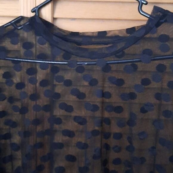 Polka Dot Sheer Short Sleeve Cover Up Tunic Top Size Large - Picture 2 of 2